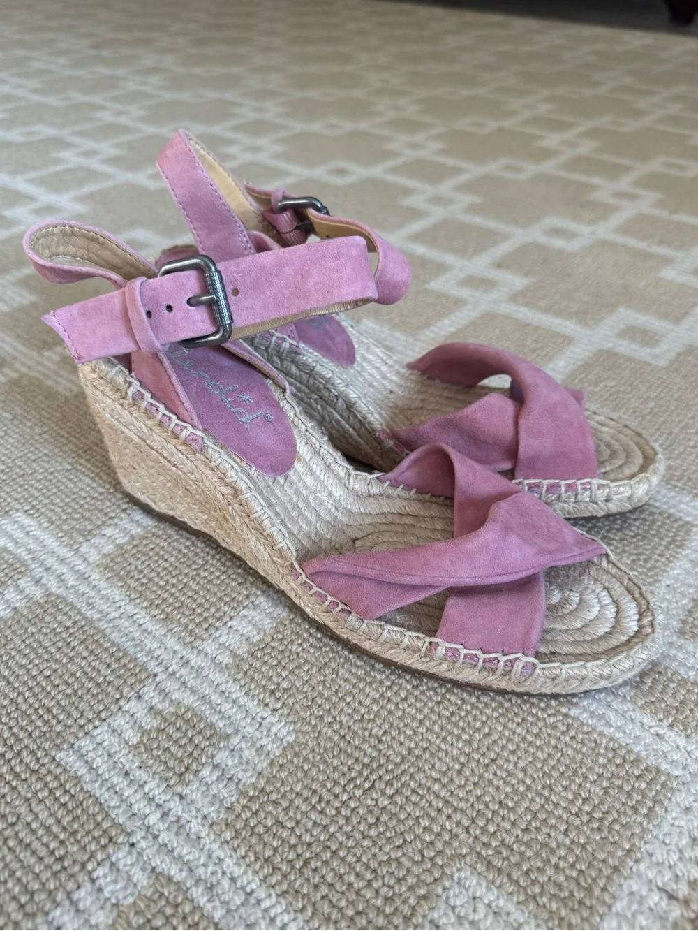 Splendid Pink Suede Espadrille Wedge Sandals Ankle Strap Summer Shoes Size 7